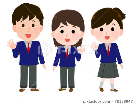 3 名學生穿著無性別制服的插圖 3 名學生穿著無性別制服的插圖 78158947