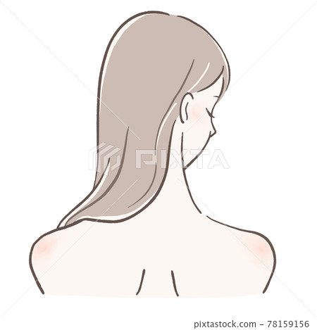 頭髮光滑的女人,頭朝右,頭髮披肩 頭髮光滑的女人,頭朝右,頭髮披肩 78159156