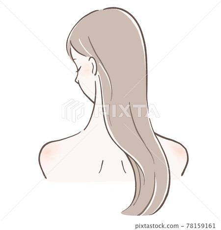 一個頭髮光滑的女人，後視圖，左下，向下的頭髮 78159161