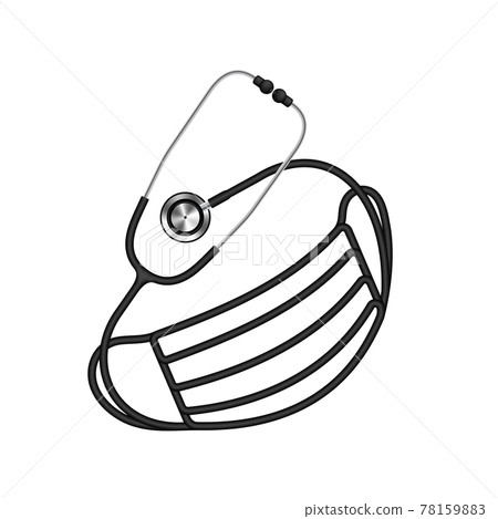 Stethoscope black color made Mask surgical logo... - Stock Illustration  [78159883] - PIXTA