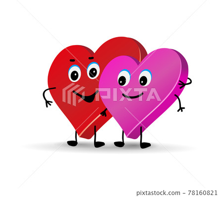 Cute characters of lovers. Couple hearts one embraces the other. 78160821