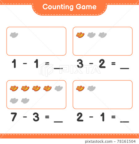 Counting game, count the number of Slippers and write the result. Educational children game, printable worksheet, vector illustration 78161504