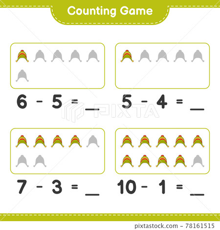 Counting game, count the number of Hat and write the result. Educational children game, printable worksheet, vector illustration 78161515
