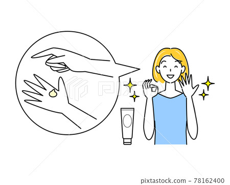 Skin Care A cute woman who is happy to get rid of rough hands caused by alcohol disinfection Simple Vector Skin Care A cute woman who is happy to get rid of rough hands caused by alcohol disinfection Simple Vector 78162400