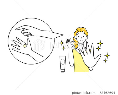Skin Care A cute woman who is happy to get rid of rough hands caused by alcohol disinfection Simple Vector Skin Care A cute woman who is happy to get rid of rough hands caused by alcohol disinfection Simple Vector 78162694