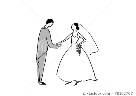Bride, groom taking the bride's hand, wedding, wedding (black and white) Bride, groom taking the bride's hand, wedding, wedding (black and white) 78162707