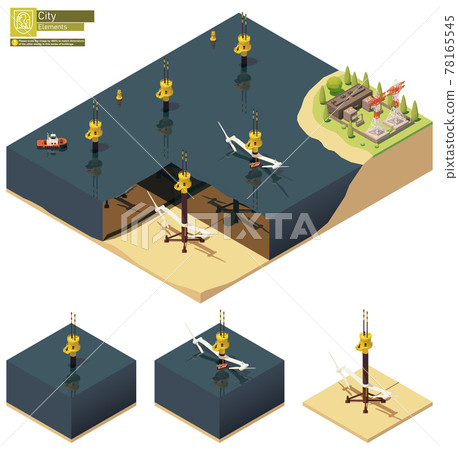 Vector isometric offshore tidal power plant 78165545