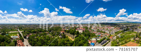Uzhgorod city Ukraine aerial panorama view 78165707