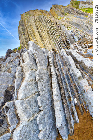 Steeply-tilted Layers of Flysch, Basque Coast UNESCO Global Geopark, Spain 78165828