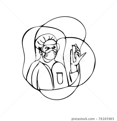 Outline vector illustration of character doctor take a sample on thru drive covid-19 check point for testing during covid-19 virus situation Outline vector illustration of character doctor take a sample on thru drive covid-19 check point for testing during covid-19 virus situation 78165965