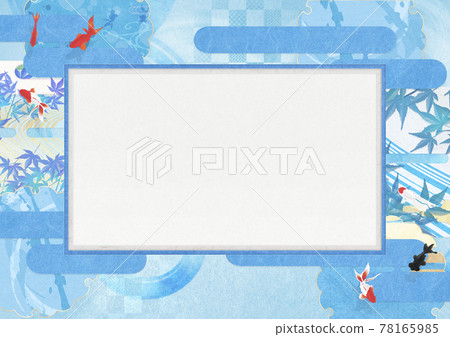 日式背景素材 清涼感 日本紙 夏 水紋 波紋 金魚 350dpi A3尺寸xl 插圖素材 圖庫