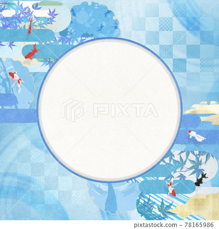 Japanese style background material-cool feeling-Japanese paper-summer-water crest-ripple-goldfish 78165986