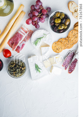 Ingredients for Italian food, meat cheede, herbs, on white background, flat lay with copy space for text Ingredients for Italian food, meat cheede, herbs, on white background, flat lay with copy space for text 78167868
