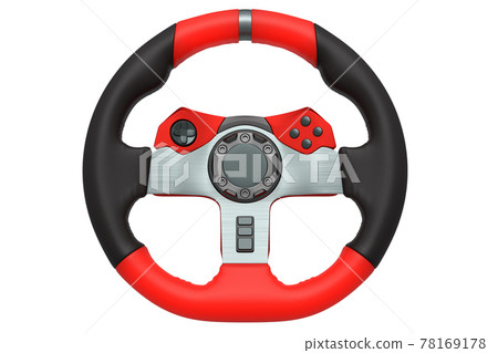 Realistic leather steering wheel isolated on a white background. 78169178