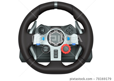 Realistic leather steering wheel isolated on a white background. 78169179