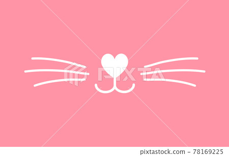 Vector flat cat nose isolated on pink background - Stock Illustration