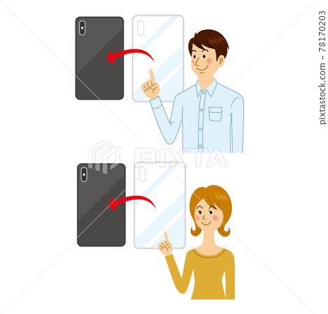 安裝智能手機殼的男人和女人 安裝智能手機殼的男人和女人 78170203