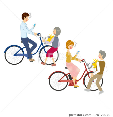 使用智能手機時相互碰撞的男人和女人 使用智能手機時相互碰撞的男人和女人 78170270