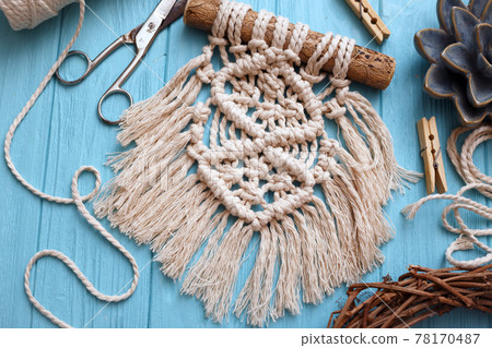 creation of a panel from macrame creation of a panel from macrame 78170487