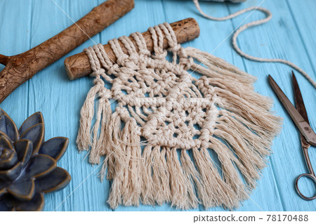 creation of a panel from macrame creation of a panel from macrame 78170488