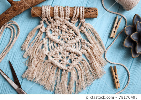 creation of a panel from macrame creation of a panel from macrame 78170493