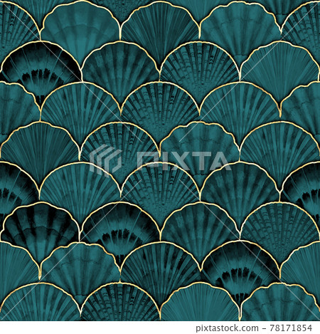 Watercolor sea shell seamless pattern. Hand... - Stock Illustration ...