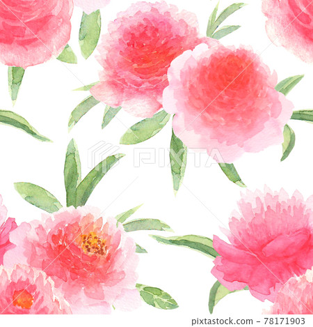 Watercolor pink peonies flowers. Beautiful floral seamless pattern. Watercolor pink peonies flowers. Beautiful floral seamless pattern. 78171903