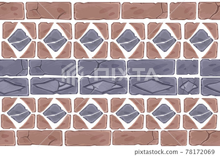 Stone mosaic vector seamless pattern, abstract brick geometric texture, repeat ornament background. Stone mosaic vector seamless pattern, abstract brick geometric texture, repeat ornament background. 78172069