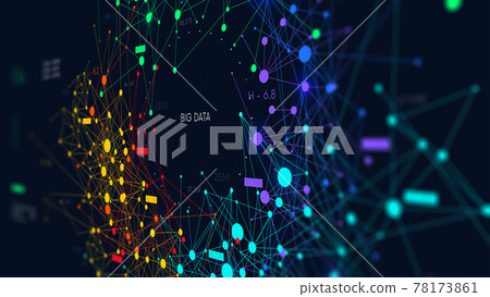 Digital visualization information networks flow, analysis and sorting financial big data, abstract color infographics, illustration, monitor screen in perspective Digital visualization information networks flow, analysis and sorting financial big data, abstract color infographics, illustration, monitor screen in perspective 78173861