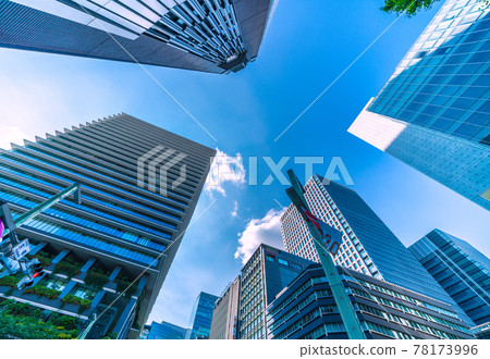 Tokyo cityscape of Japan: View of office buildings from the intersection of Kyobashi 78173996