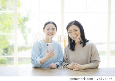 A woman who looks at a smartphone and talks A woman who looks at a smartphone and talks 78174876