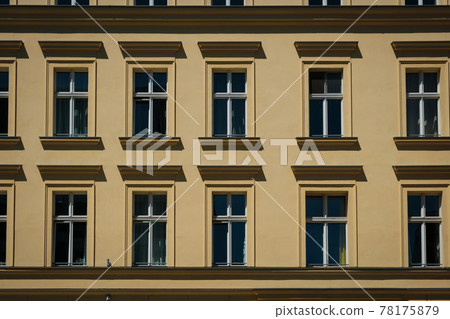 windows on old residential building facade, real estate exterior - windows on old residential building facade, real estate exterior - 78175879