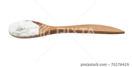 baking powder in wooden spoon isolated baking powder in wooden spoon isolated 78176429