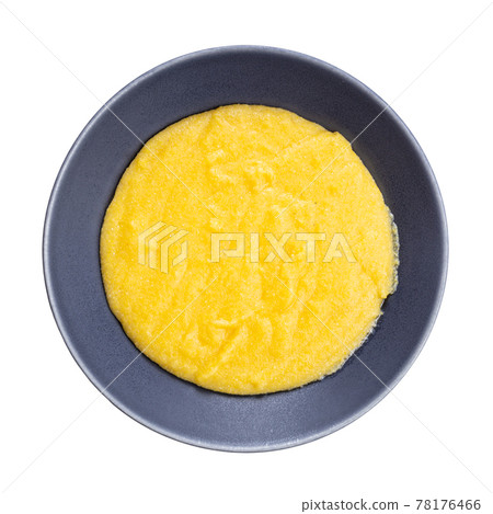 top view of cooked maize porridge in gray bowl top view of cooked maize porridge in gray bowl 78176466