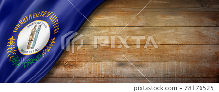 Kentucky flag on old wood wall banner, USA 78176525