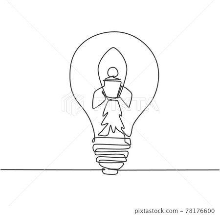 Continuous one line drawing light bulb symbol Vector Image