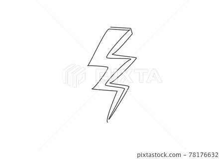 Single continuous line drawing of thunder bolt... - Stock Illustration  [78176632] - PIXTA