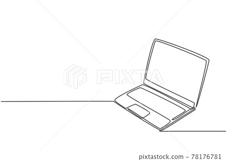 One continuous line drawing of thin laptop for supporting business. Portable computer to make work more flexible concept. Trendy single line draw design vector graphic illustration One continuous line drawing of thin laptop for supporting business. Portable computer to make work more flexible concept. Trendy single line draw design vector graphic illustration 78176781