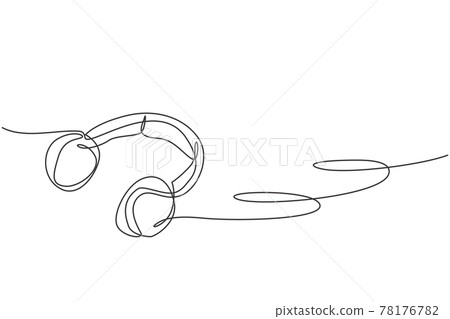 One continuous line drawing of headphone on the floor from top view. Recording musical head phone gadget template concept. Trendy single line draw design vector graphic illustration One continuous line drawing of headphone on the floor from top view. Recording musical head phone gadget template concept. Trendy single line draw design vector graphic illustration 78176782