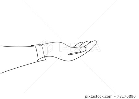 Hand holding gesture. Single continuous line hand gesture graphic icon. Simple one line draw doodle for world campaign concept. Isolated vector illustration minimalist design on white background 78176896