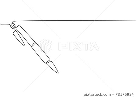 Single one line drawing of classic ballpoint. Pen icon. Back to school minimalist, education concept. Continuous simple line draw style design graphic vector illustration 78176954