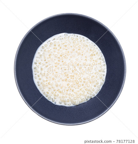 top view of boiled sabudana (tapioca sago) in bowl top view of boiled sabudana (tapioca sago) in bowl 78177128