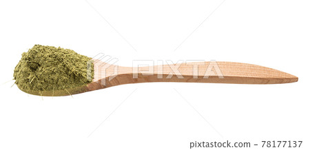 milled stevia rebaudiana herb in wooden spoon milled stevia rebaudiana herb in wooden spoon 78177137