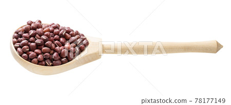 raw adzuki beans in wooden spoon isolated raw adzuki beans in wooden spoon isolated 78177149