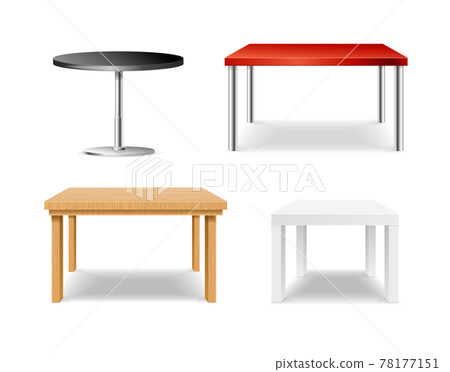 Realistic Detailed 3d Different Table Set. Vector Realistic Detailed 3d Different Table Set. Vector 78177151