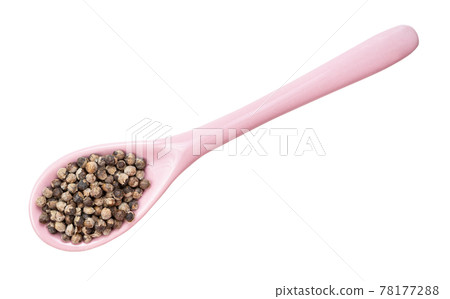 monk's pepper (vitex) in ceramic spoon isolated 78177288