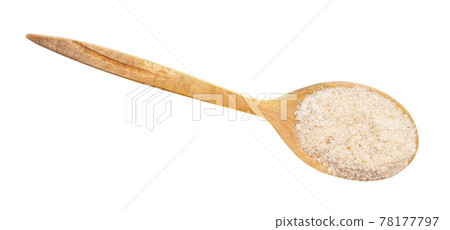 top view of ground asafetida in spoon isolated top view of ground asafetida in spoon isolated 78177797