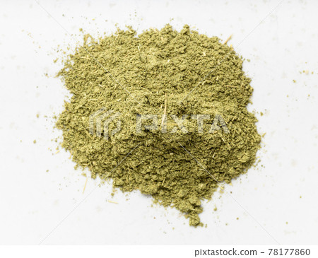 pile of milled stevia rebaudiana herb on gray pile of milled stevia rebaudiana herb on gray 78177860