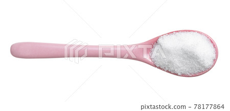 erythritol sugar substitute in pink ceramic spoon 78177864