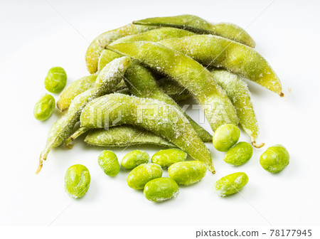 frozen pods and seeds of Edamame (unripe soybeans) frozen pods and seeds of Edamame (unripe soybeans) 78177945
